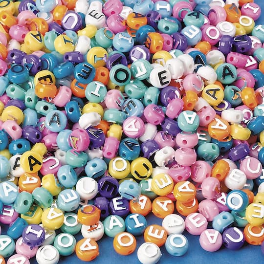 The Beadery&#xAE; Pastel Plastic Vowel Beads, 10mm